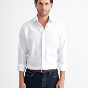 Proper Cloth Perfect Dress Shirt: Troy White Washed Poplin sport oxford: Medium